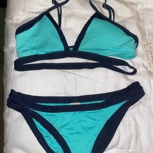 L*Space Aqua and denim bikini set size L